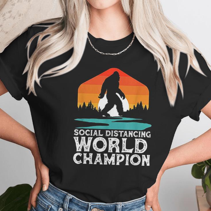 Social Distancing World Champion Funny Bigfoot Unisex T-Shirt Gifts for Her