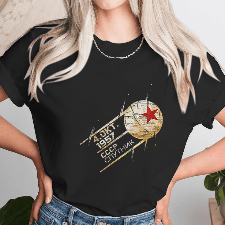 Sputnik Space Satellite Russian Soviet Union 1957 Cccp Unisex T-Shirt Gifts for Her