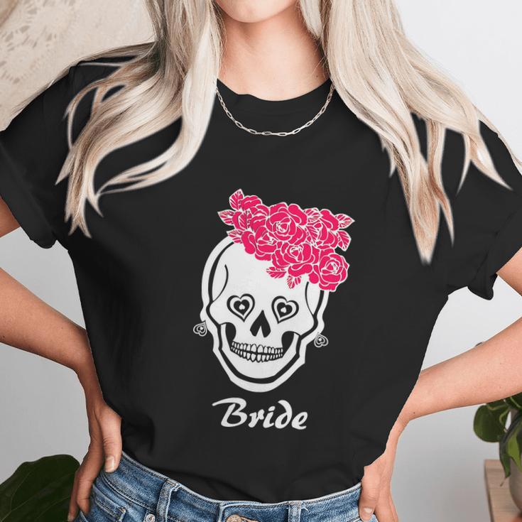 Sugar Skull Halloween Wedding Day Of The Dead Bride Graphic Design Printed Casual Daily Basic Unisex T-Shirt Gifts for Her