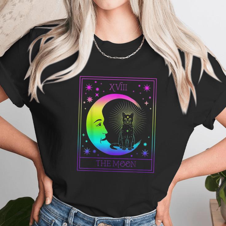 Tarot Card Crescent Moon And Cat Pastel Goth Unisex T-Shirt Gifts for Her