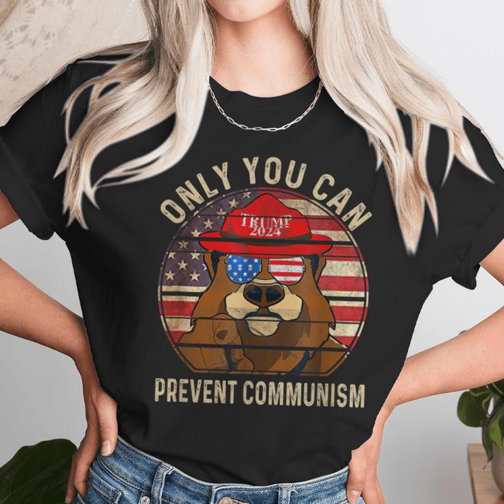 Trump Bear 45 47 Maga 2024 Only You Can Prevent Communism Unisex T-Shirt Gifts for Her