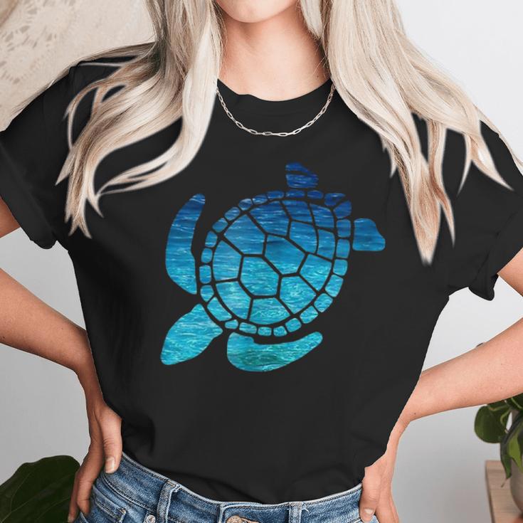 Turtle Lovers Blue Aqua Colors BeachCutes Unisex T-Shirt Gifts for Her