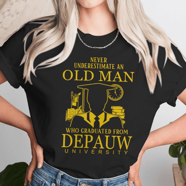 Never Underestimate An Old Man Who Graduated From Depauw University Unisex T-Shirt Gifts for Her