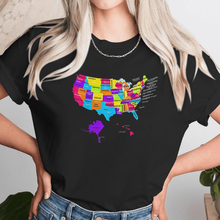 United States Map With States And Capital Cities Unisex T-Shirt Gifts for Her