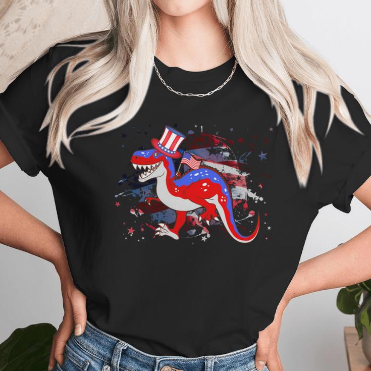 Usa Patriotic Presidential Dinosaur Unisex T-Shirt Gifts for Her