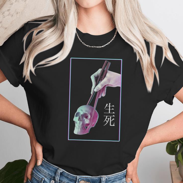 Vaporwave Aesthetic Chopsticks & Skull Pastel Goth Halloween Unisex T-Shirt Gifts for Her