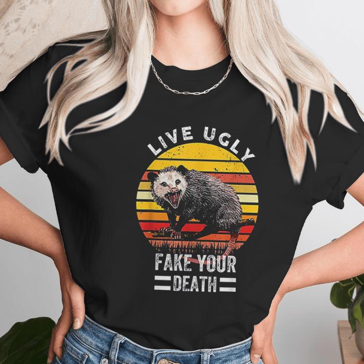 Vintage Live Ugly Fake Your Death Funny Opossum Unisex T-Shirt Gifts for Her