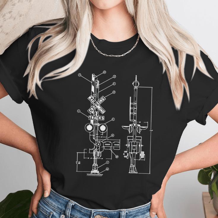 Vintage Railway Model10 Crossing Patent Drawing Model Train Unisex T-Shirt Gifts for Her