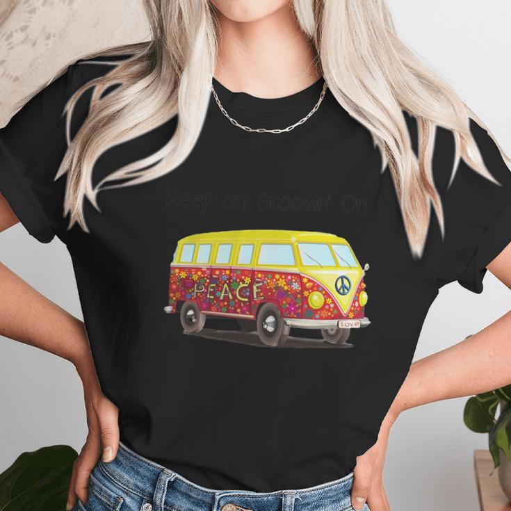 Volkswagen Peace Bus Keep On Groovin On Unisex T-Shirt Gifts for Her