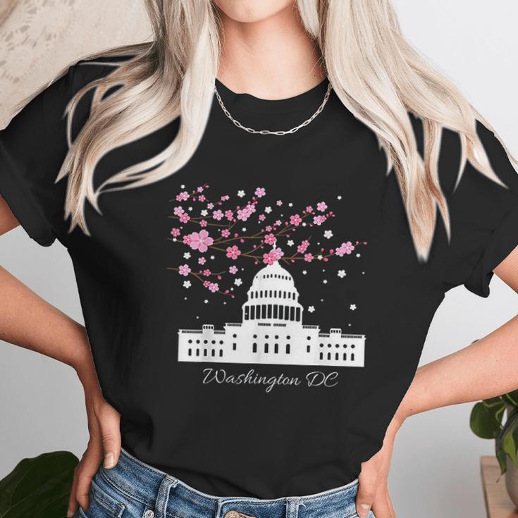 Washington Dc Capitol Building Cherry Blossoms Unisex T-Shirt Gifts for Her