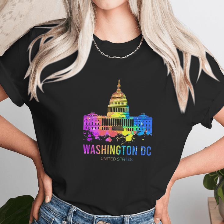 Washington Dc Skyline Watercolor Souvenirs Gifts Us Capitol Unisex T-Shirt Gifts for Her