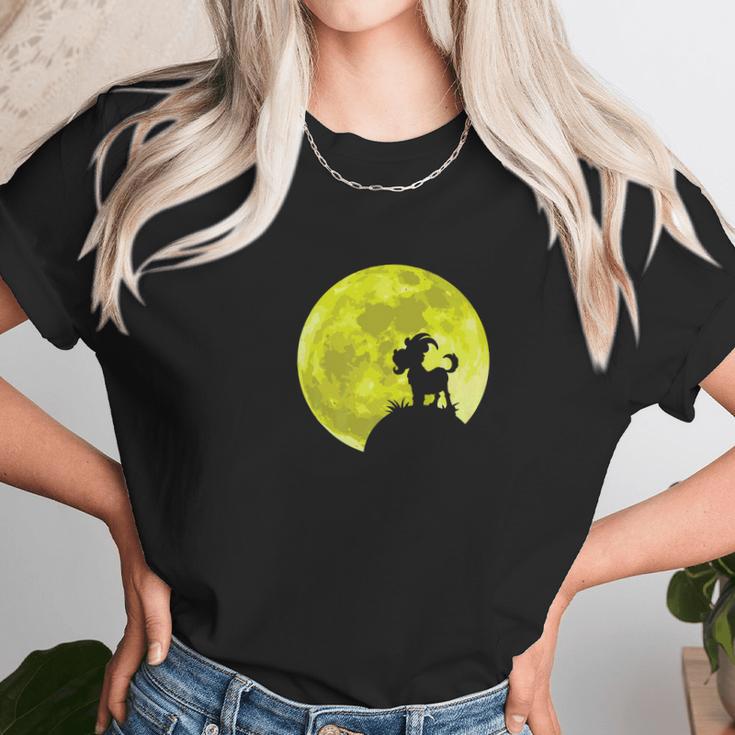 Wild Goat Lover Yellow Moon Dark Forest Funny Gift Unisex T-Shirt Gifts for Her