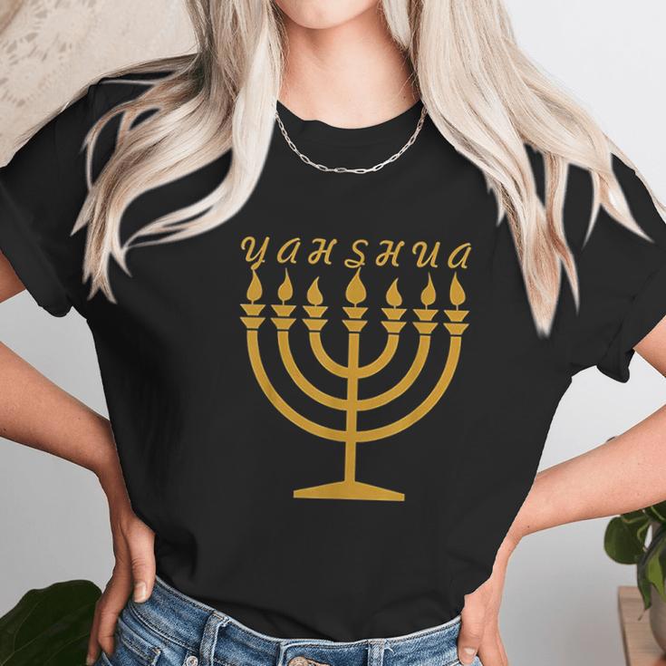 Yahshua Menorah Hebrew Unisex T-Shirt Gifts for Her