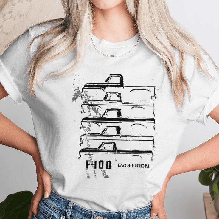 1953 To 1977 Ford F100 Pickup Truck Evolution Classic Outline Design Unisex T-Shirt Gifts for Her