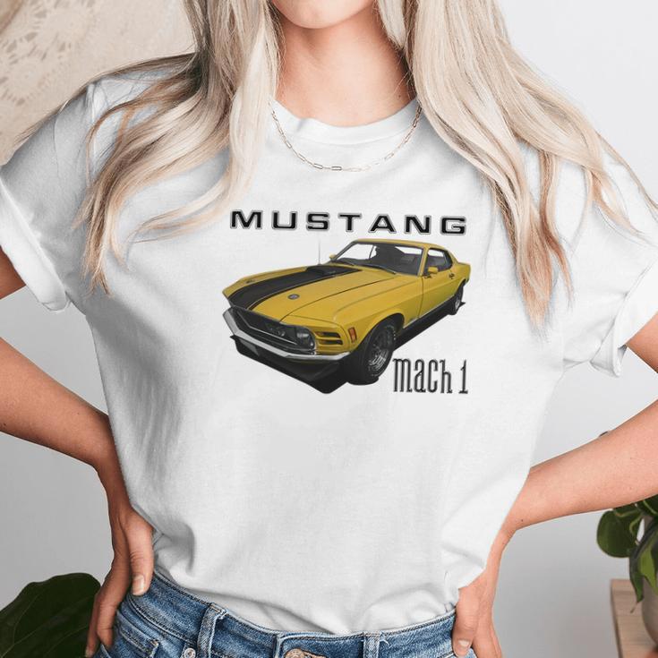 1970 Ford Mach1 Yellow Unisex T-Shirt Gifts for Her