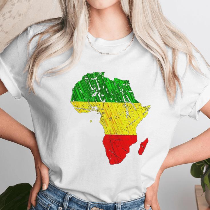 Africa Map Reggae Rasta Print Green Yellow Red Africa Pride Unisex T-Shirt Gifts for Her