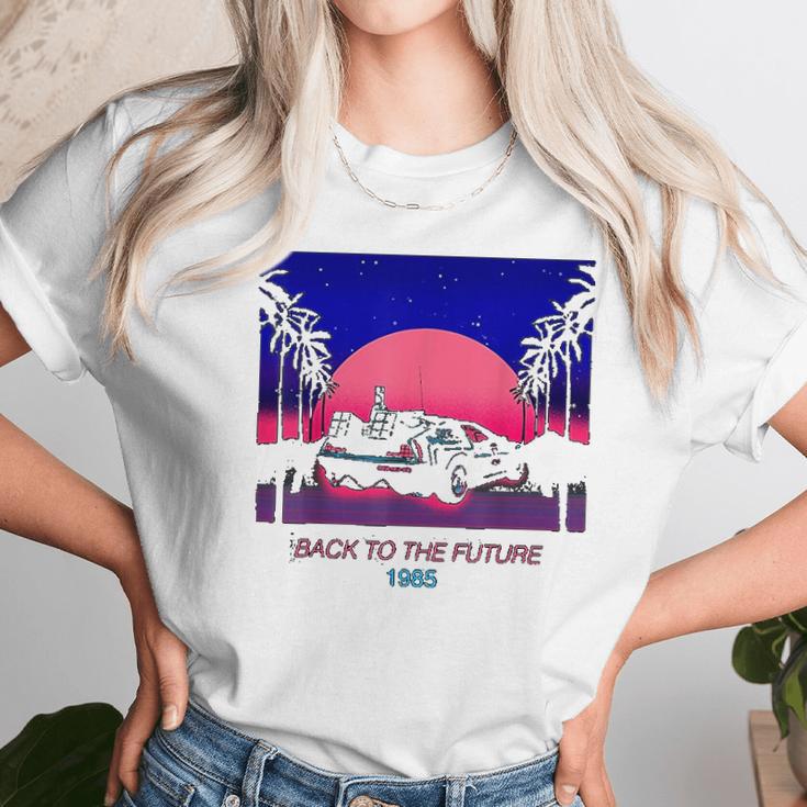 Back To The Future 1985 Neon Delorean Sunset Graphic Unisex T-Shirt Gifts for Her