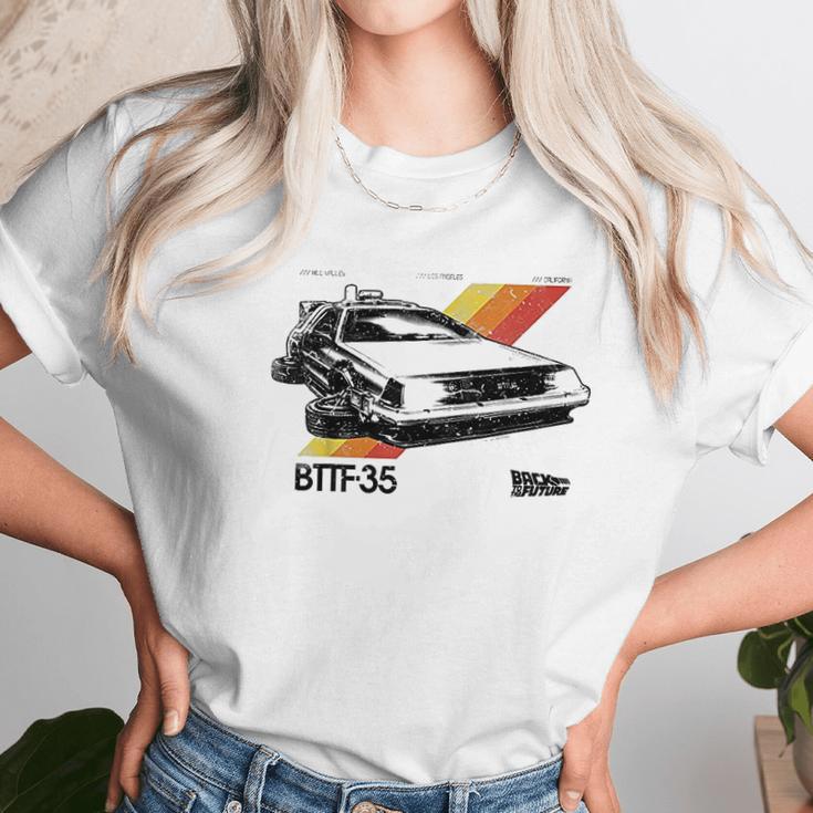 Back To The Future 35Th Retro Stripe Delorean Unisex T-Shirt Gifts for Her