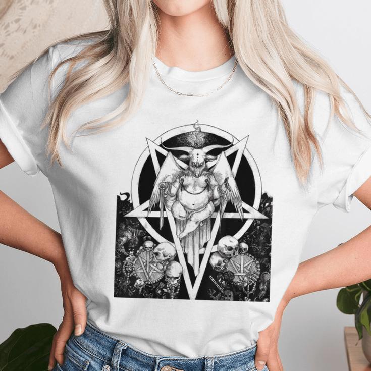 Baphomet Satanist Goat Satanic Dark Art Evil 666 Pentagram Unisex T-Shirt Gifts for Her