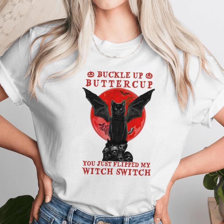 Batcat Buckle Up Buttercup You Just Flipped My Witch Switch Sweatshirt Unisex T-Shirt Gifts for Her