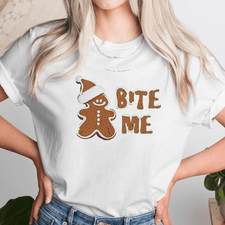 Bite Me Gingerbread Cute Unisex T-Shirt Gifts for Her