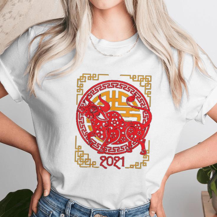 Chinese New Year Of Ox 2021 Ornamental Zodiac Bulls Unisex T-Shirt Gifts for Her