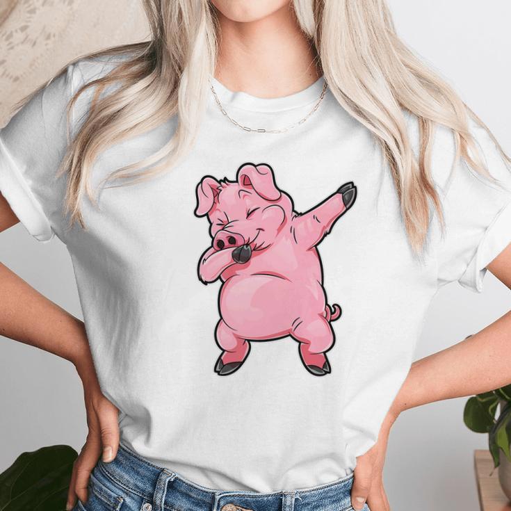 Dabbing Pig Funny Piggy Farm Farmer Pig Dab Dance Unisex T-Shirt Gifts for Her