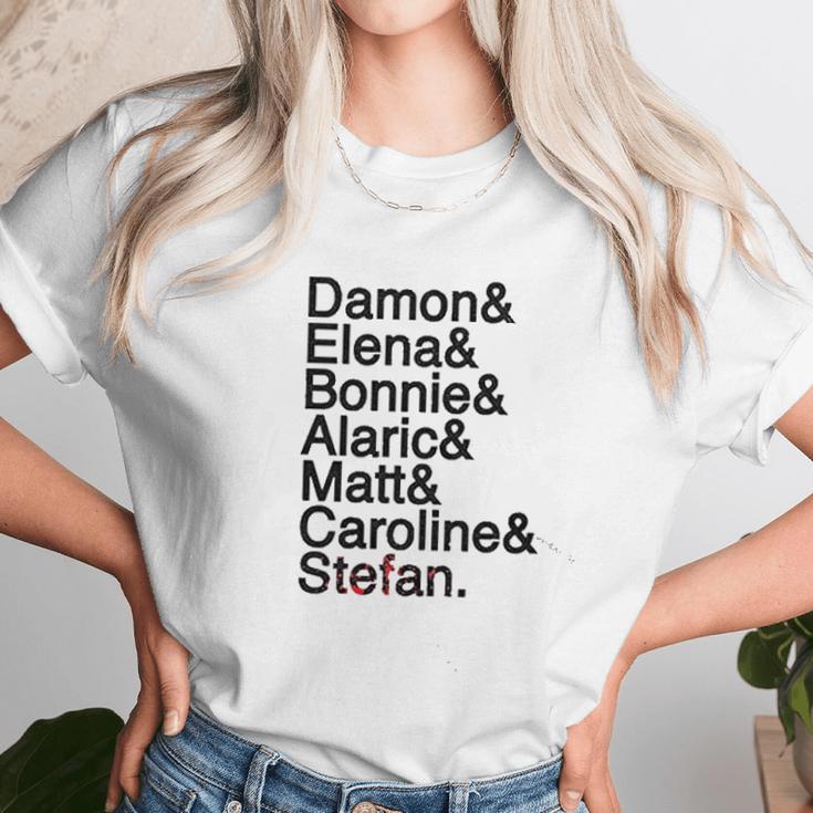 Damon Elena Bonnie Alaric Matt Caroline Stefan Unisex T-Shirt Gifts for Her