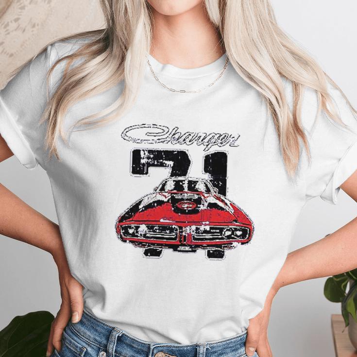 Dodge Charger 71 Distressed American Classic Muscle Car Unisex T-Shirt Gifts for Her