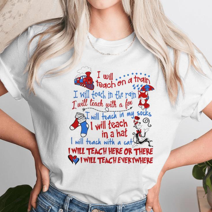 Dr Seuss I Will Teach On A Train I Will Teach In The Rain A Fox Shirt Unisex T-Shirt Gifts for Her