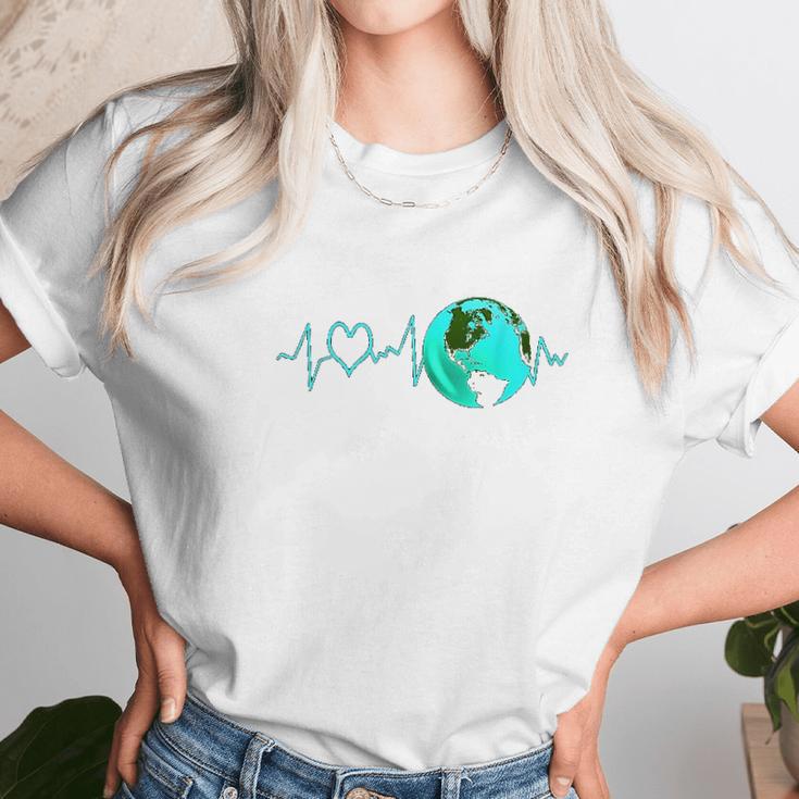 Earth Day Heartbeat Recycling Climate Change Activism Gift Unisex T-Shirt Gifts for Her