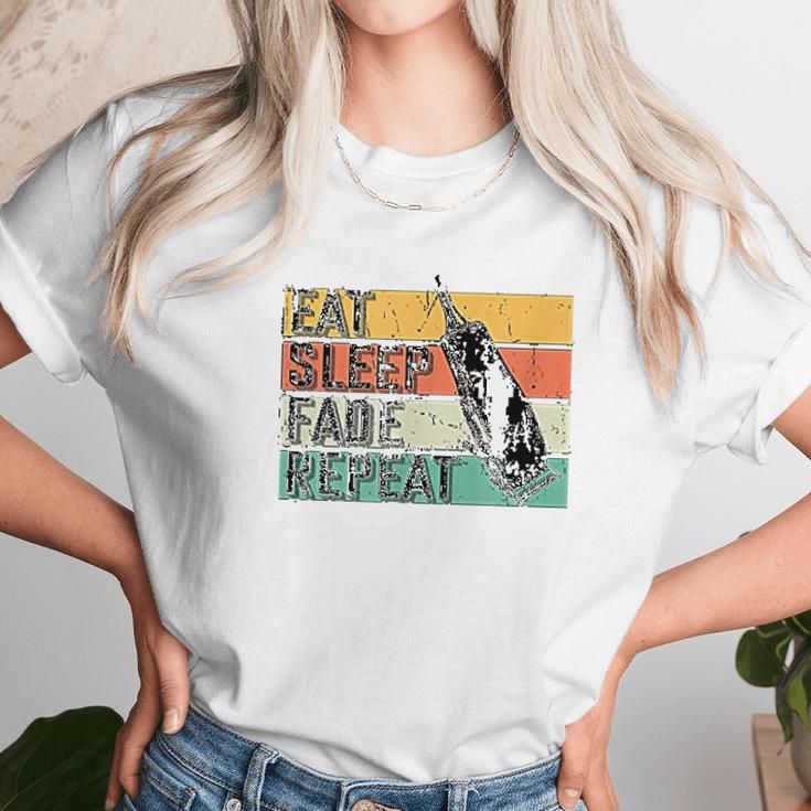 Eat Sleep Fade Repeat Barber Gift Hairstylist Barber Unisex T-Shirt Gifts for Her