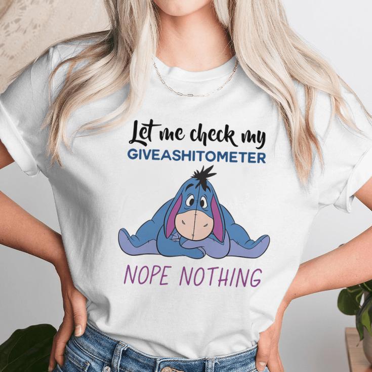 Eeyore Let Me Check My Giveashitometer Nope Nothing Unisex T-Shirt Gifts for Her