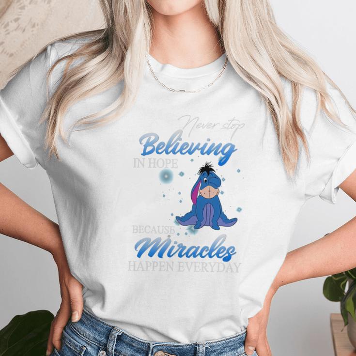 Eeyore Never Stop Believing In Hope Because Miracles Happen Everyday Shirt Unisex T-Shirt Gifts for Her