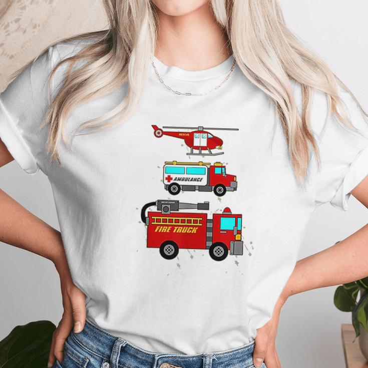 Ems Fire Truck Ambulance Rescue Helicopter Unisex T-Shirt Gifts for Her