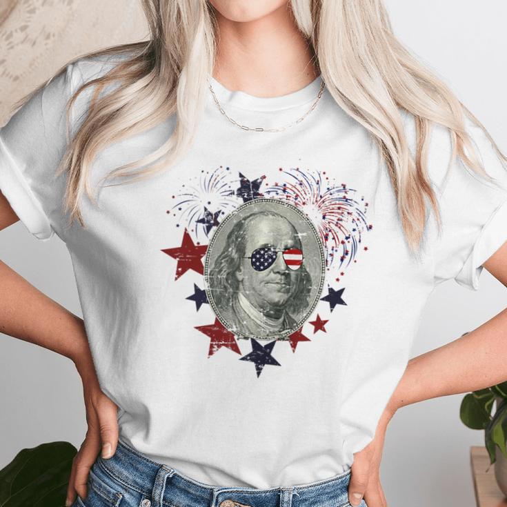 Fourth Of July Ben Franklin Patriotic American Unisex T-Shirt Gifts for Her