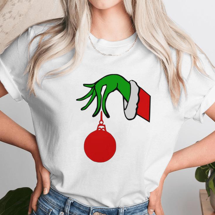 Grinch Arm Holding Ornament T-Shirt Unisex T-Shirt Gifts for Her