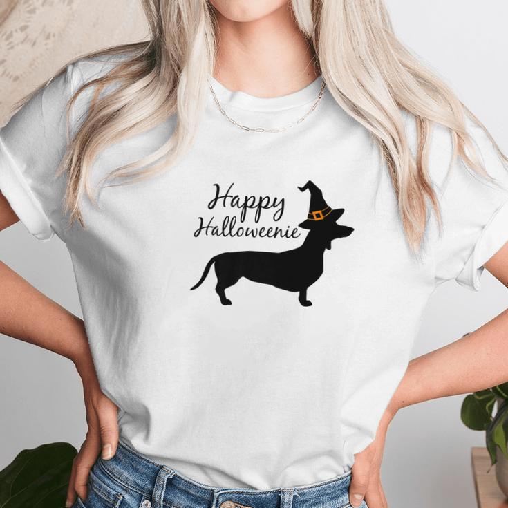 Happy Halloweenie Dachshund Wiener Dog Halloween Tee Unisex T-Shirt Gifts for Her