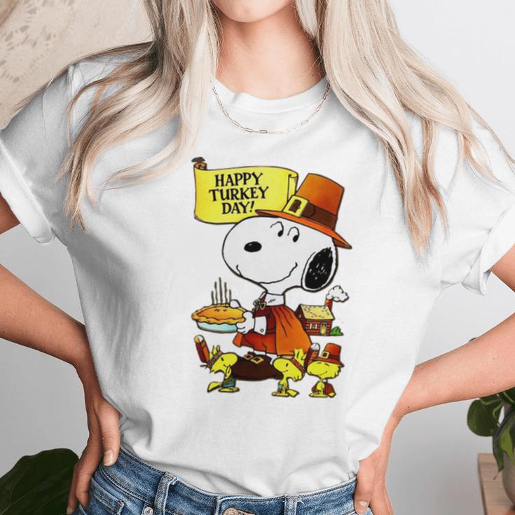 Happy Turkey Day Snoopy And Woodstock Thanksgiving Day Shirt Unisex T-Shirt Gifts for Her