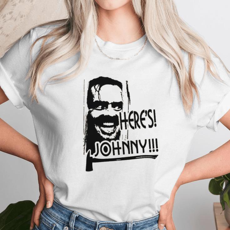 Heres Johnny The Shining Overlook Hotel Stanley Kubrick Stephen King Horror Movie Unisex T-Shirt Gifts for Her