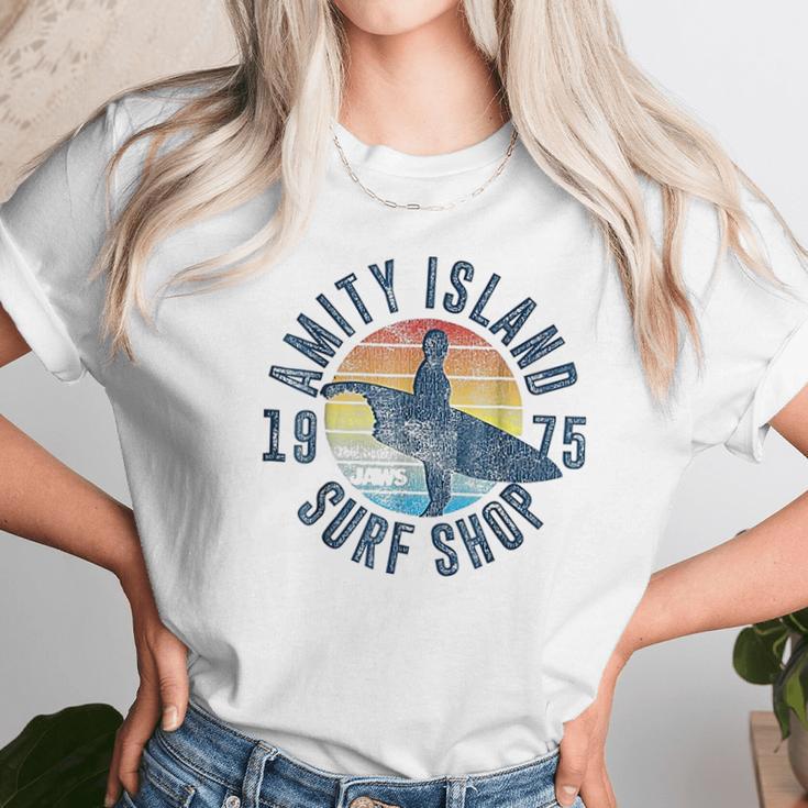 Jaws Amity Island Surf Board Graphic Unisex T-Shirt Gifts for Her