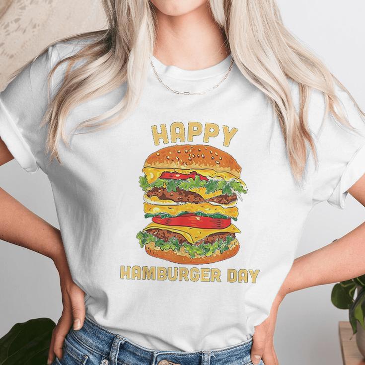 Junk Food Cheeseburger Hamburger Day Burger Fries Unisex T-Shirt Gifts for Her