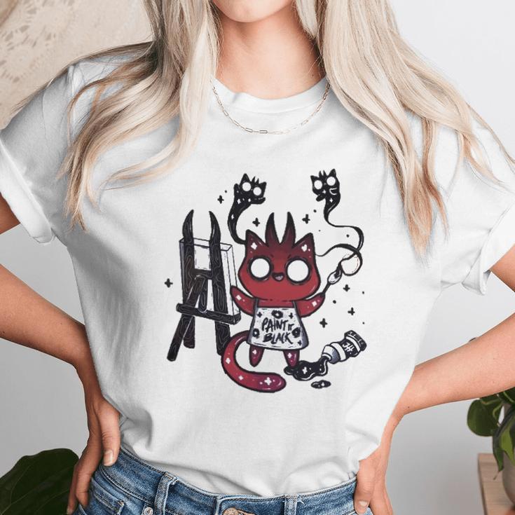 Kawaii Pastel Goth Art Devilish Cute Cat Demon Painting Unisex T-Shirt Gifts for Her