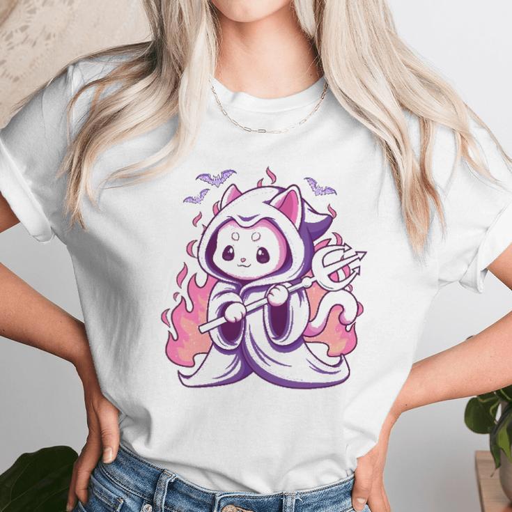 Kawaii Pastel Goth Cute Creepy Grim Reaper Cat Unisex T-Shirt Gifts for Her