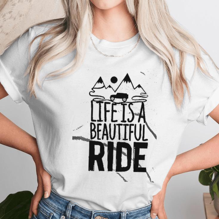 Life Is A Beautiful Ride Style Outline On An Offroad Ash Gray Made In Usa Unisex T-Shirt Gifts for Her