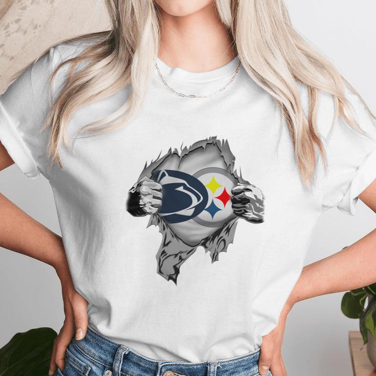 We Are Love Heart Penn State Vs Pittsburgh Steelers Shirtwe Are Love Heart Penn State Vs Pittsburgh Steelers Guys Shirtt Shirt Unisex T-Shirt Gifts for Her