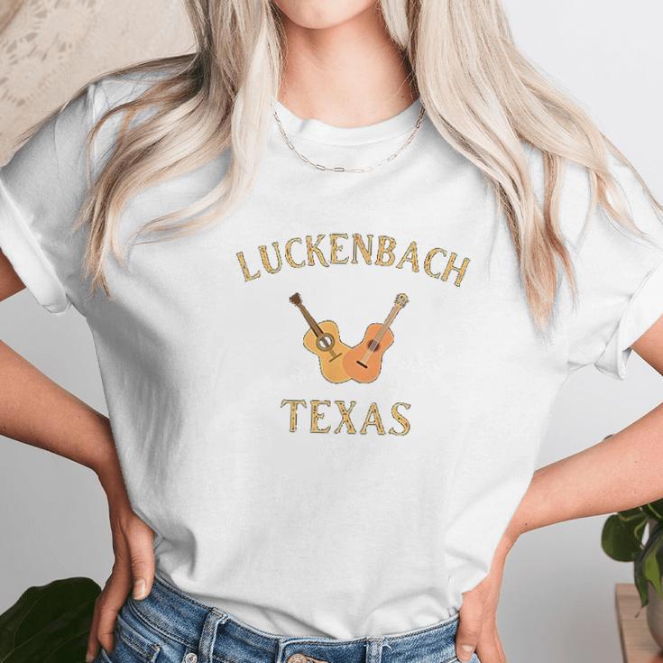 Luckenbach Texas Travel Souvenir Country Music Guitar Unisex T-Shirt Gifts for Her