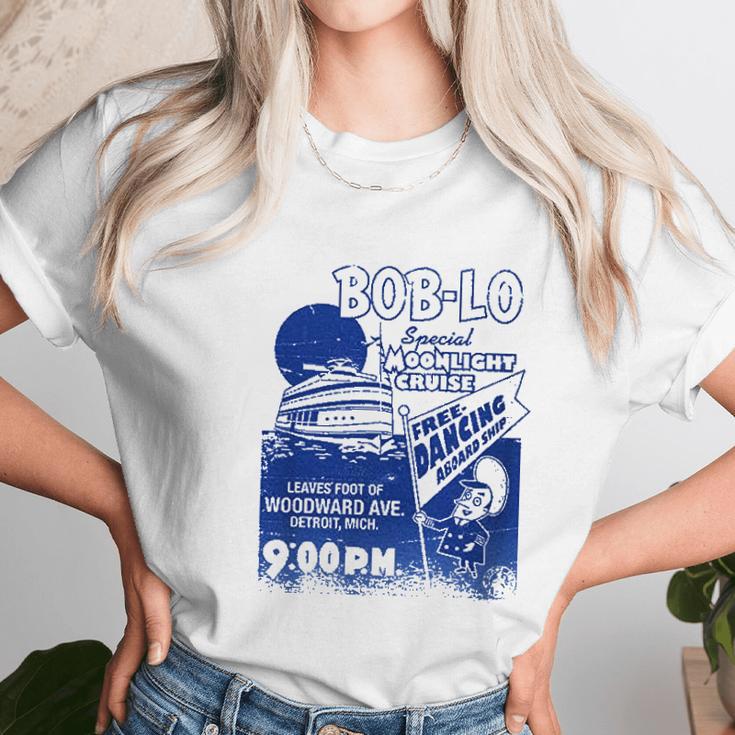 Made In Detroit Boblo Poster Heather Blue Navy Unisex T-Shirt Gifts for Her