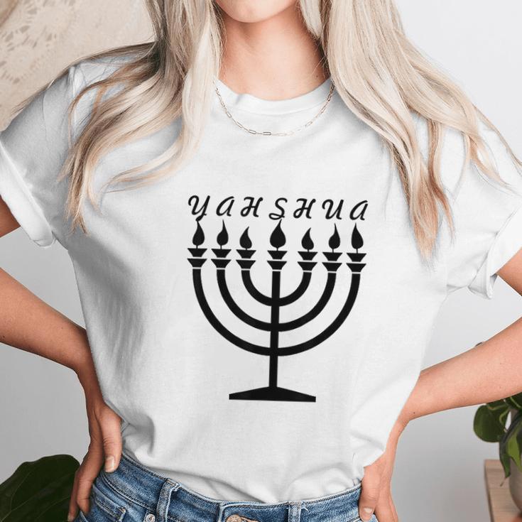 Menorah Hebrew Israelite Yahweh Yahshua Yeshua Torah Unisex T-Shirt Gifts for Her