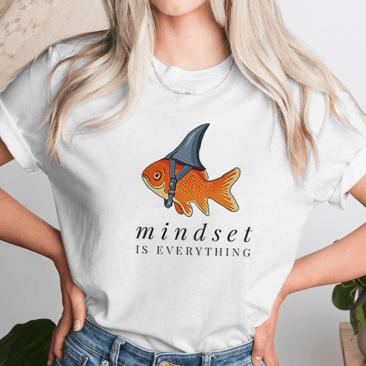 Mindset Motivational Quote Cute Goldfish Shark Unisex T-Shirt Gifts for Her